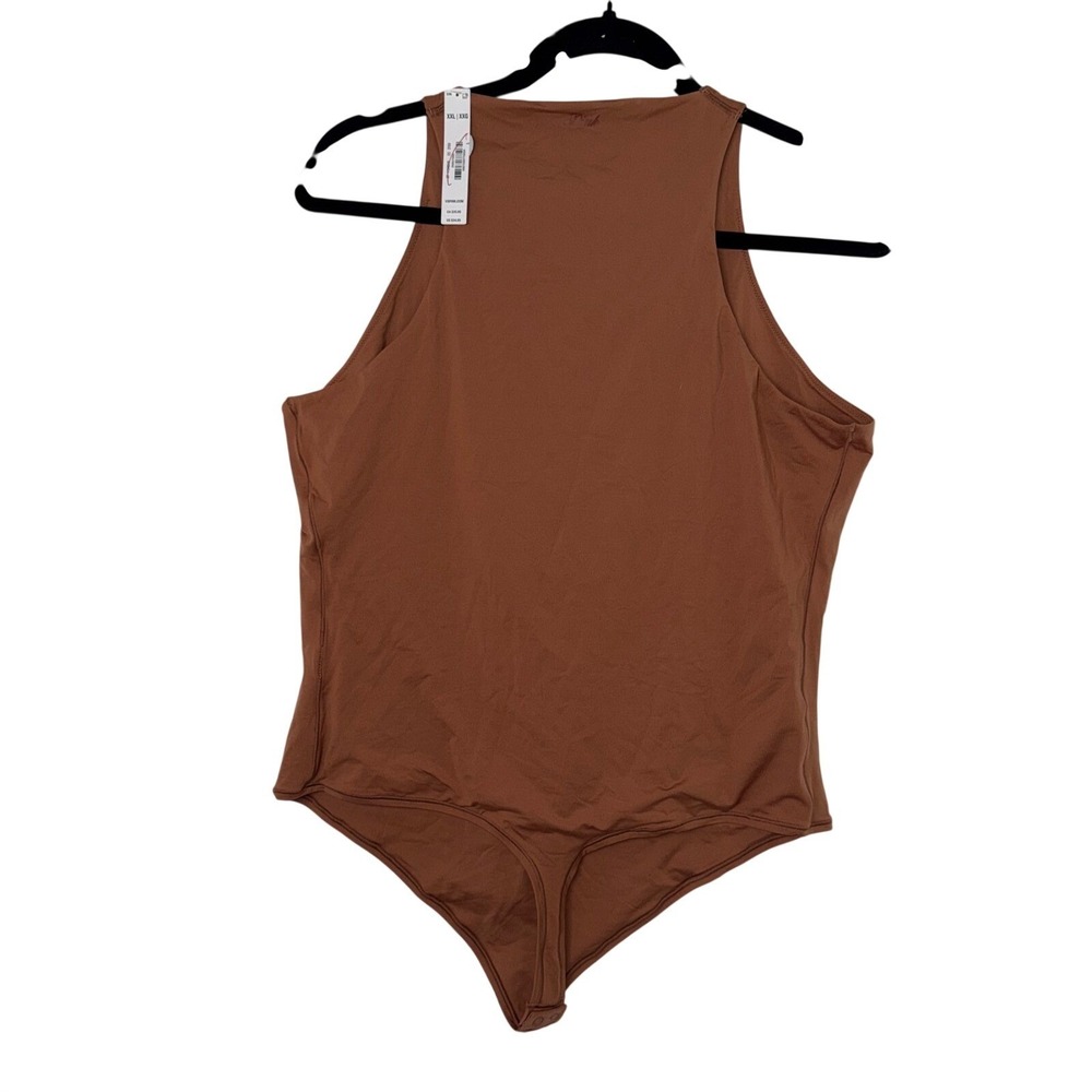 PINK Victoria's Secret Womens XXL High Neck Bodysuit Snaps-Caramel Brown NWT